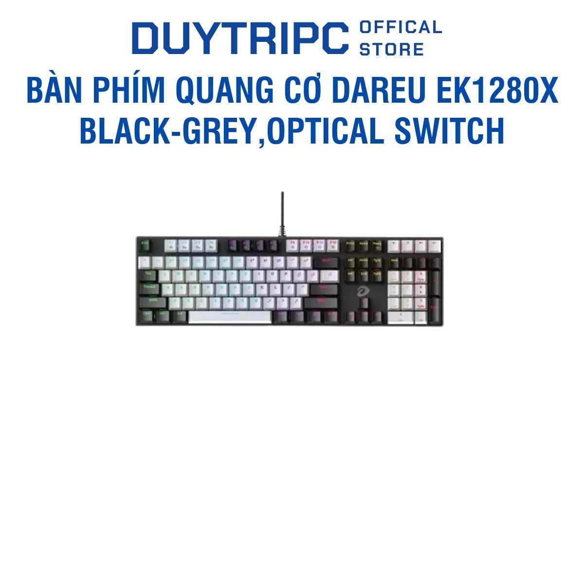 Bàn phím quang cơ Dareu EK1280X Black-Grey | Optical Switch kháng nước, Multi-LED | Chính hãng